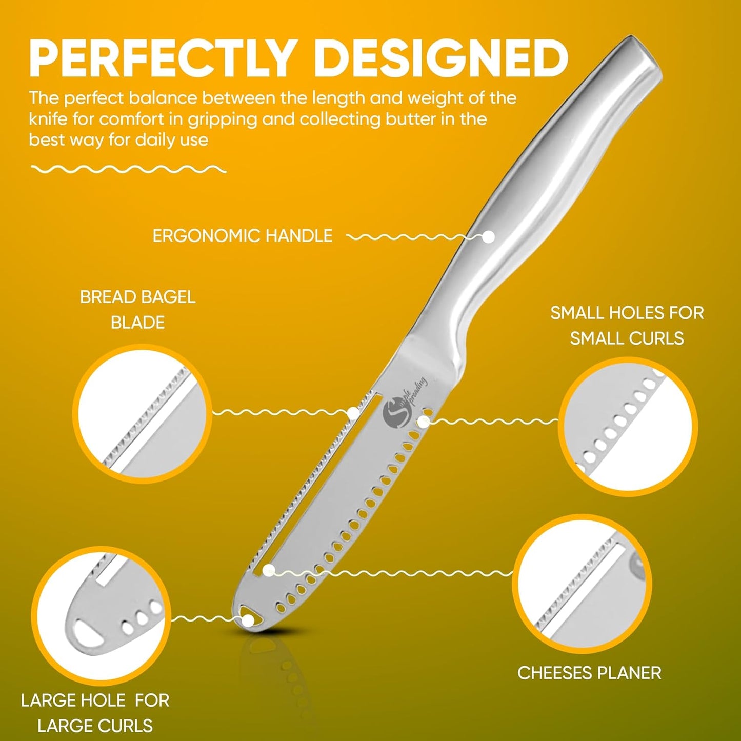 Simple preading Magic Butter Knife Spreader and Curler - Complete Your Kitchen Knives Set, Curl Your Butter with Ease 3 Different Ways