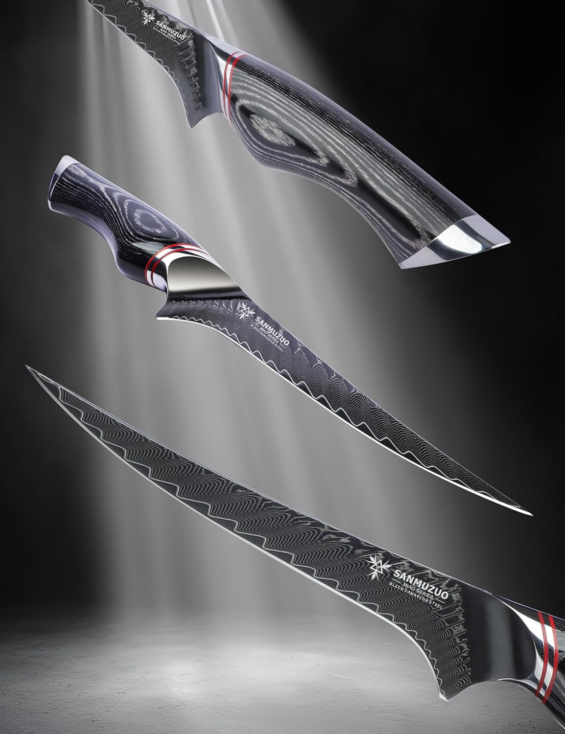 3.5 Inch Paring Knife - Fruit and Vegetable Peeling Knives, Black Damascus Steel with Ergonomic Handle - MIAO Series