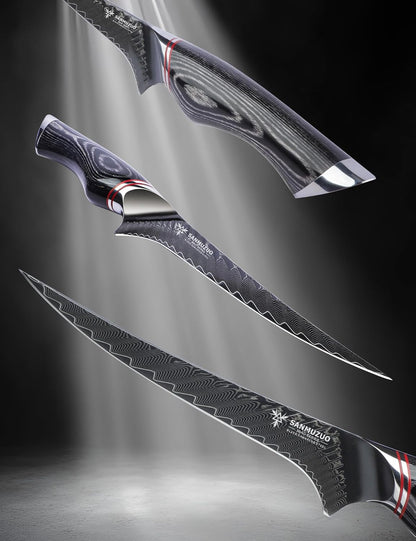 3.5 Inch Paring Knife - Fruit and Vegetable Peeling Knives, Black Damascus Steel with Ergonomic Handle - MIAO Series