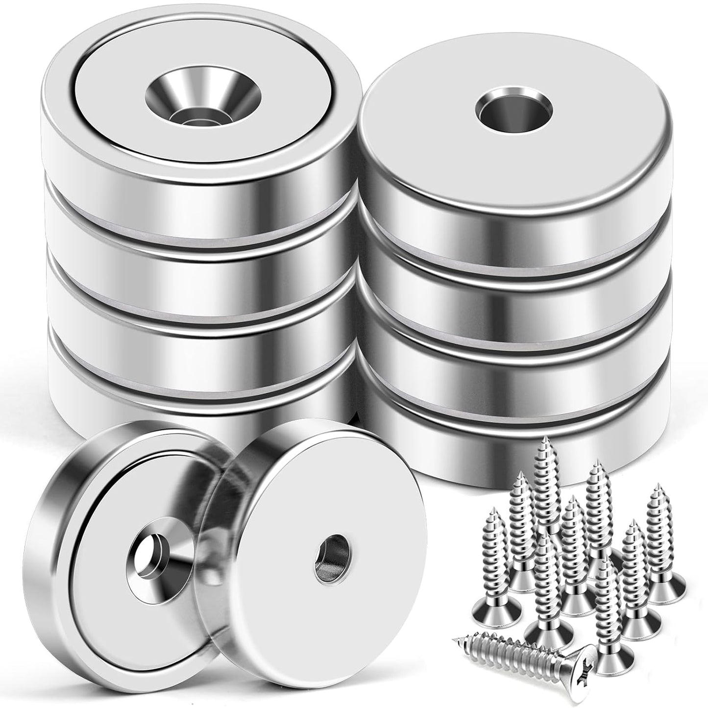 MIKEDE 12 Pack Neodymium Bar Magnets, 70LB Strong Rare Earth Mounting Magnet Heavy Duty, Rectangular Magnet with Countersunk Hole and Steel Capsule, Magnets Strips for Home, Garage - 2.36x0.53x0.2in