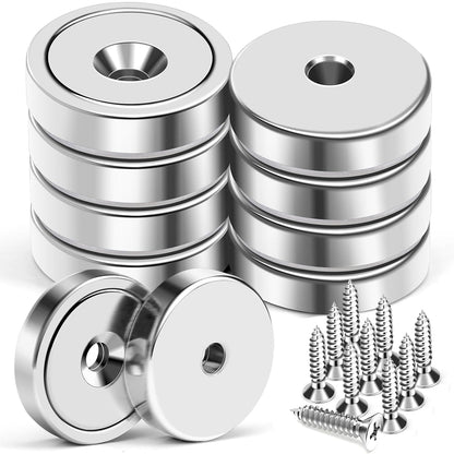 MIKEDE 12 Pack Neodymium Bar Magnets, 70LB Strong Rare Earth Mounting Magnet Heavy Duty, Rectangular Magnet with Countersunk Hole and Steel Capsule, Magnets Strips for Home, Garage - 2.36x0.53x0.2in