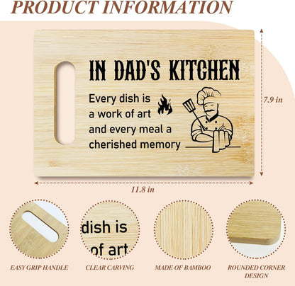 Best Dad Ever Bamboo Cutting Board, Grilling Gift For Men, Funny Charcuterie Boards for Home Kitchen Decor, Father's Day Birthday Gifts for Dad from Daughter Son -047