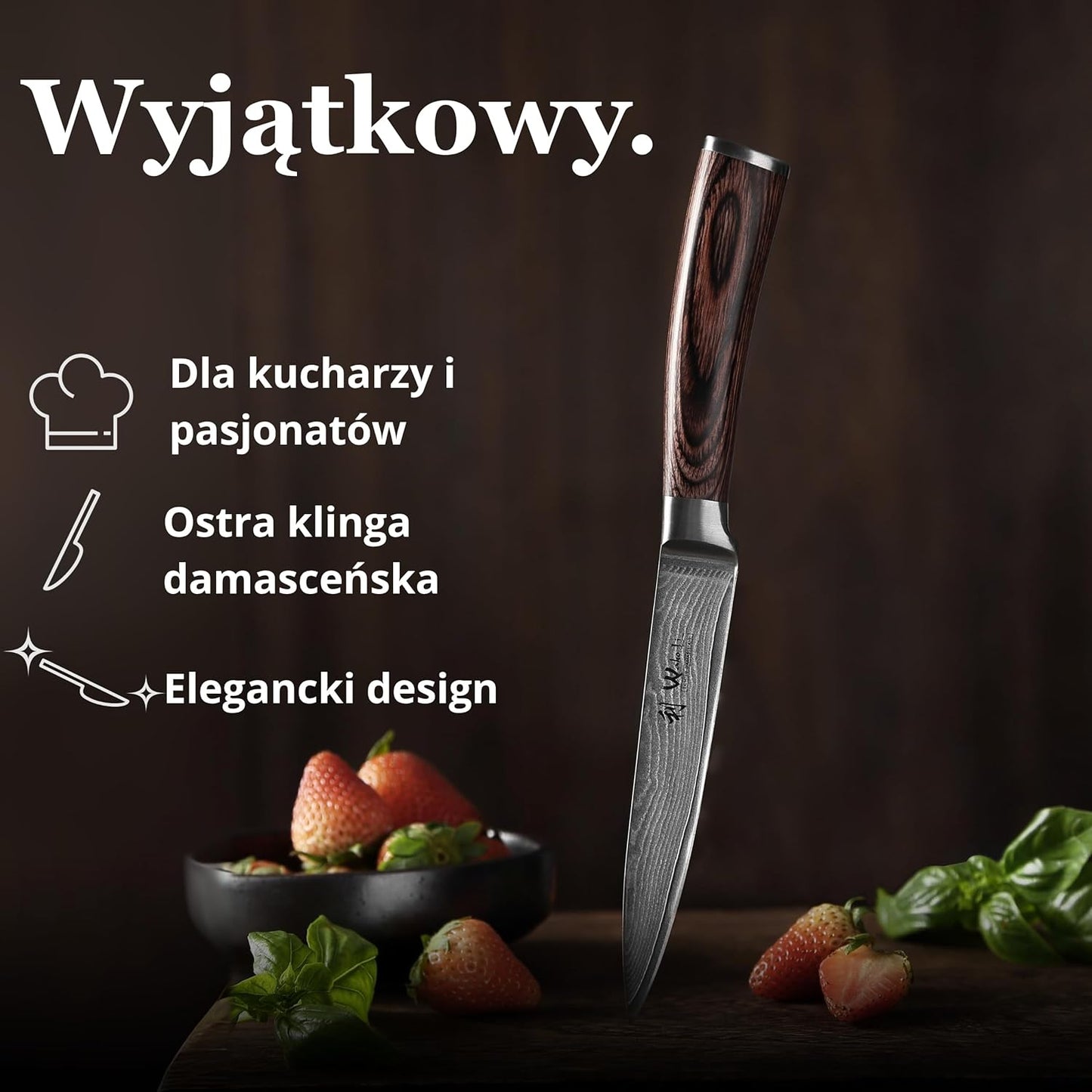 Wakoli EDIB Damascus Meat Knife – 7-Inch Japanese-Style Kitchen Knife for Meat, BBQ, and Roasts, 67-Layer Damascus Steel Blade with VG10 Core, Ergonomic Pakkawood Handle – Carving Knife in Gift Box