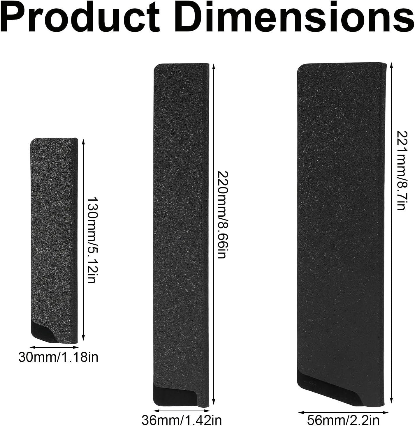 3pcs Knife Sheath, 3 Sizes Black ABS Chef Knife Cover with Felt Lining Knives Edge Guard Universal Protector for 5-8 Inch Kitchen Secure Storage Travel Blade Sleeves Accessories(5in+8in+8in)
