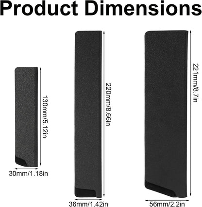 3pcs Knife Sheath, 3 Sizes Black ABS Chef Knife Cover with Felt Lining Knives Edge Guard Universal Protector for 5-8 Inch Kitchen Secure Storage Travel Blade Sleeves Accessories(5in+8in+8in)