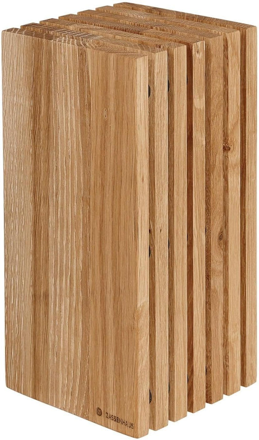 Zassenhaus Walnut Slotted Knife Block For 12 Knife Storage - 5.4" x 5.4" x 10.8"H - Walnut Wooden Knife Block - Knife Storage Block