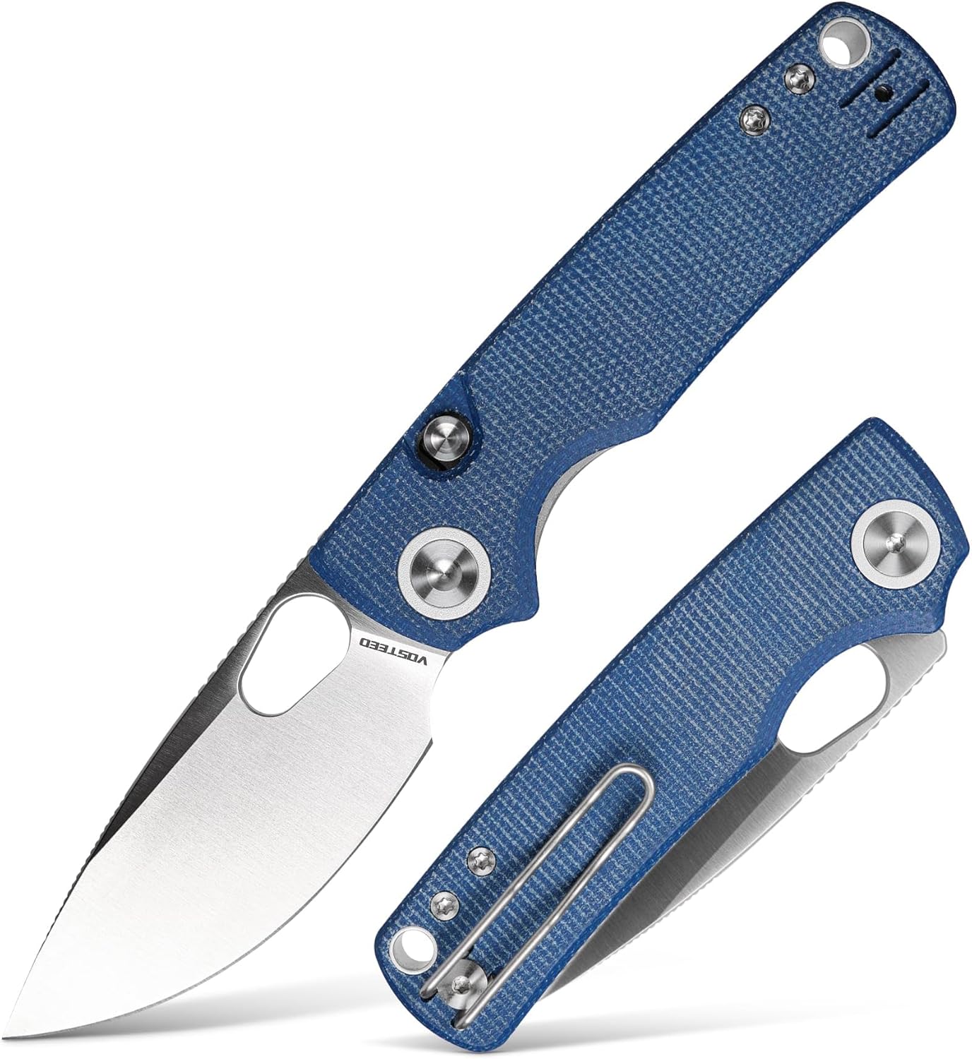 Vosteed EDC Knife, 2.99" 14C28N Steel Wider Blade, Green Micarta Handle Top Liner Lock, Folding Pocket Knives with Clip for Men & Women, Survival Camping - Porcupine A2603