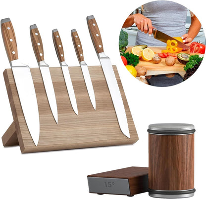 Knife Sharpener, Newly Rolling Knife Sharpener Kit, Roller Edge Countertop Rolling Knife Sharpener Tool, Two Sharpening Angles of 15° and 20° for Any Hardness Steel, Makes Knife Sharpening Easier