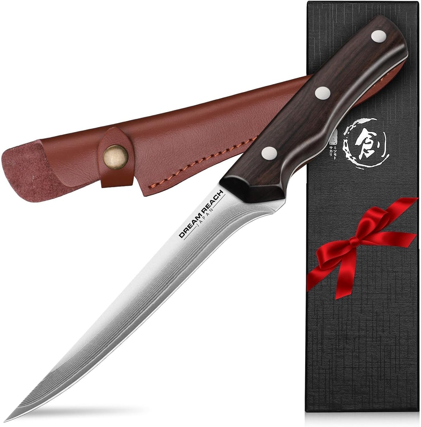 Dream Reach Boning Knife for Meat Cutting 5.2 inch Japanese VG10 Steel Core Deboning Knife for Butchering-Razor Sharp Damascus Fillet Knives for Kitchen Outdoor (Rose Series)