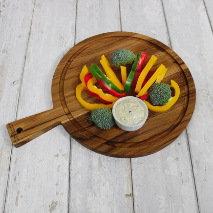 EcoDecors 18"x14" Extra Large Teak Cutting Board, Edge Grain Wood with Juice Groove & Handle, FSC Certified for Kitchen, Carving & Butcher Block Prep