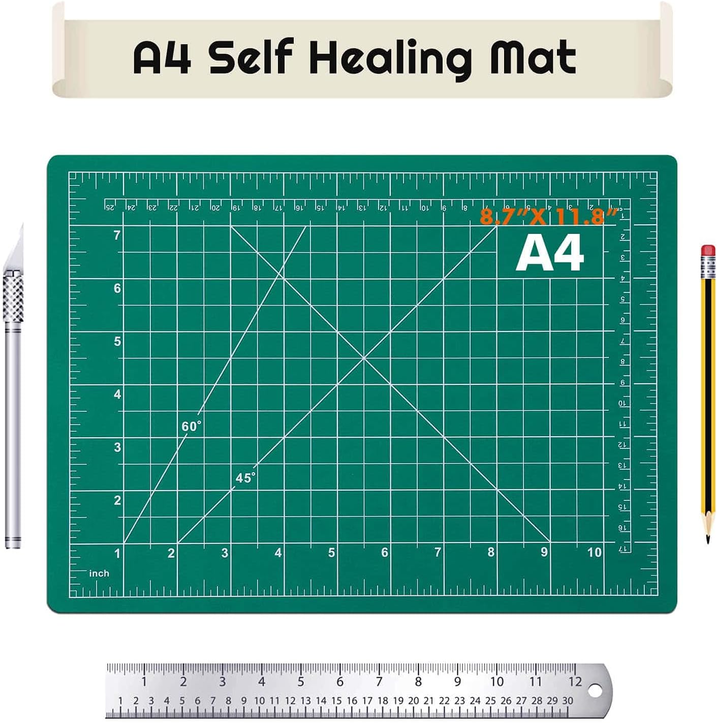 anezus Self Healing Sewing Mat, Rotary Cutting Mat Double Sided 5-Ply Craft Cutting Board for Sewing Crafts Hobby Fabric Precision Scrapbooking Project 9inch x 12inch(A4)