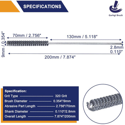 Garhgi 0.177" (4.5mm) Cylinder Hone Brush, 240 Grit Silicon Carbide Abrasive Nylon Spheres for Metal Stainless Steel Cast Iron Deburring Deglazing Surface Finishing Small Diameters