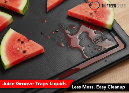 Commercial Grade Plastic Cutting Board with Juice Groove - 18 x 12 Inch for Carving Meat, Grilling, BBQ - 1/2" Thick White HDPE Poly for Food Service