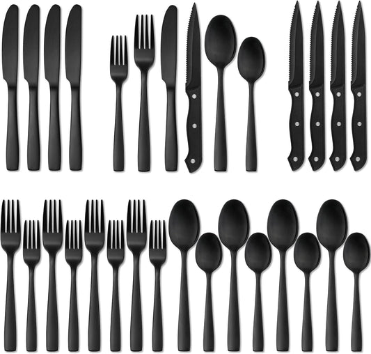 HIWARE 48-Piece Silverware Set with Steak Knives for 8, 18/8 Stainless Steel Flatware Cutlery Set For Home Kitchen Restaurant Hotel, Kitchen Utensils Set, Mirror Polished, Dishwasher Safe