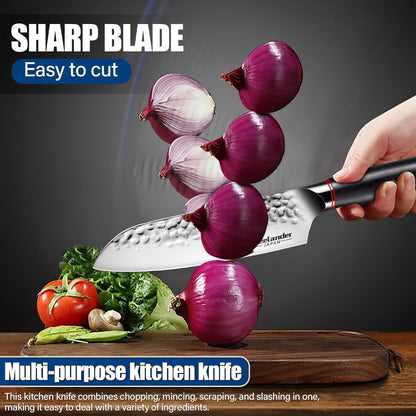 Freelander Butcher Knife Set 3 PCS, Japanese Chef Knife Set with Roll Bag, Full Tang Meat Cleaver for Kitchen & Camping & BBQ, Gift for Men