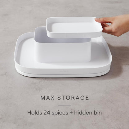 YouCopia MagicTrack Rectangle Lazy Susan Turntable: Kitchen & Bathroom Pantry, Cabinet & Countertop Storage Organizer with 360° Spin, Non-Slip, White Speckled BPA-Free