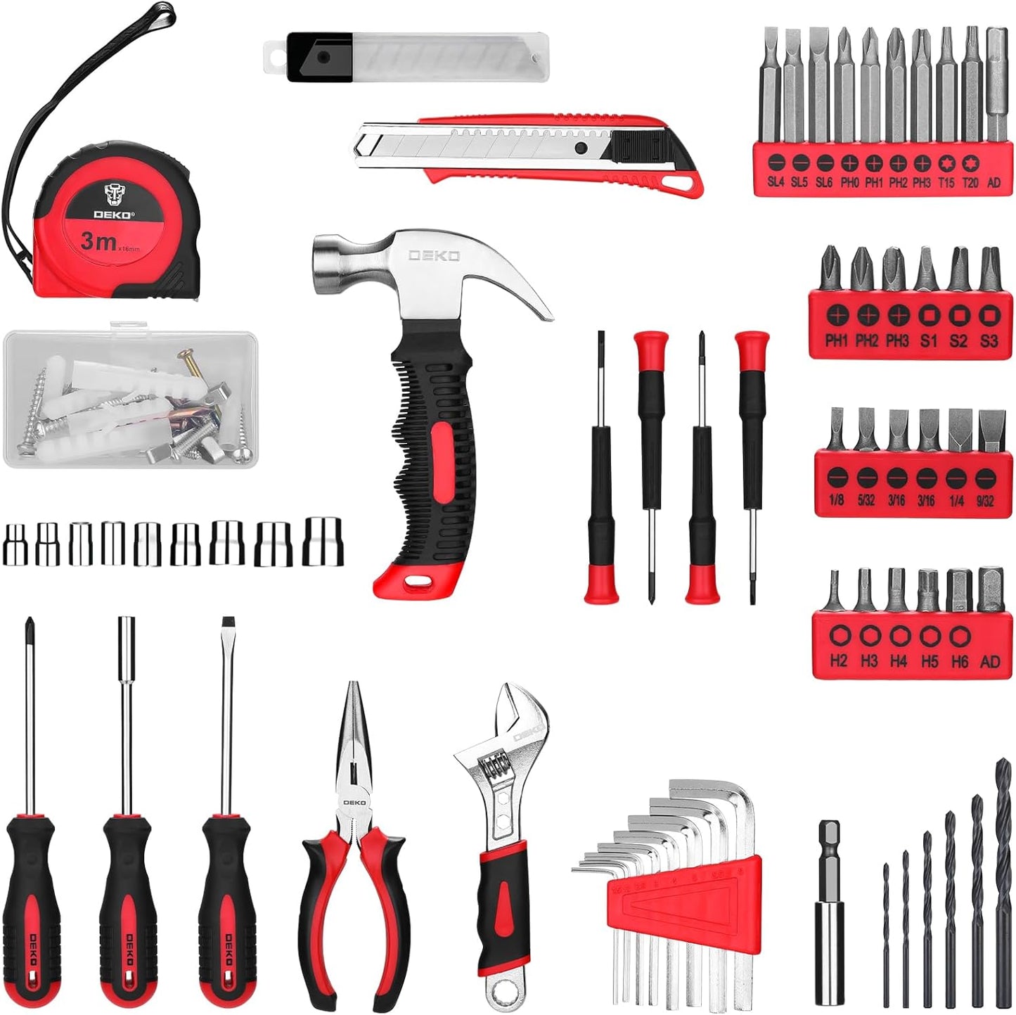 Tool Kit: 8V Cordless Drill, Home Toolbox with storage case, Hand Tool set for Home Repairs 126 Piece, Green