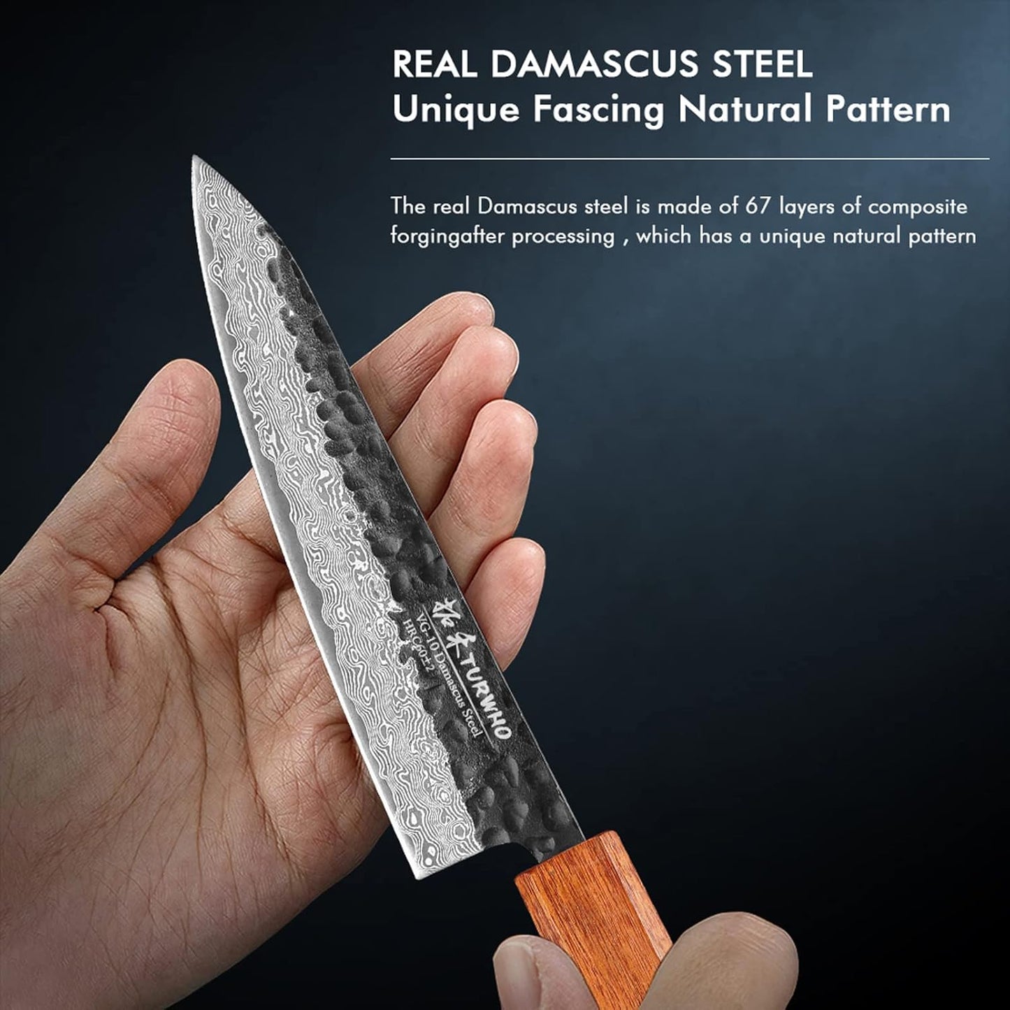 TURWHO 5-inch Utility Knife Japanese Hand Forged 67 Layer Damascus Steel Kitchen Chef knives Paring Tools