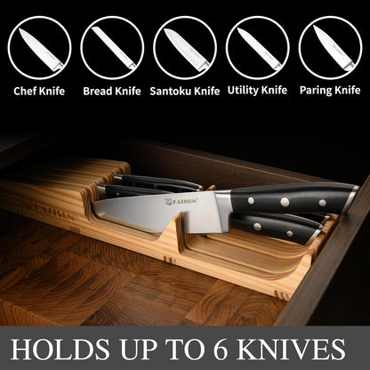Kitchen Knife Set,14-Piece Knife Set With Block Wooden, Self Sharpening For Chef Knife Set, High Carbon German Stainless Steel Hammered Collection Knife Block Set, Dishwasher Safe Cutlery, Cream