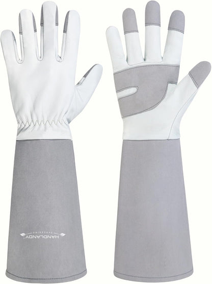 HANDLANDY Rose Pruning Gloves for Men & Women, Long Thorn Proof Gardening Gloves, Breathable Pigskin Leather Gauntlet, Best Garden Gifts & Tools for Gardener