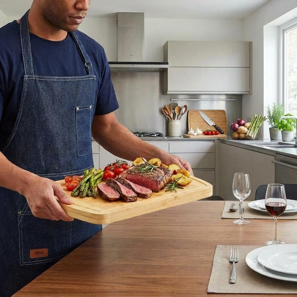 Bamboo Cutting Board 16x10x1 inch with Juice Groove - Bamboo Cutting Board, Charcuterie Board, Butcher Block, Non Plastic Wooden Chopping Board
