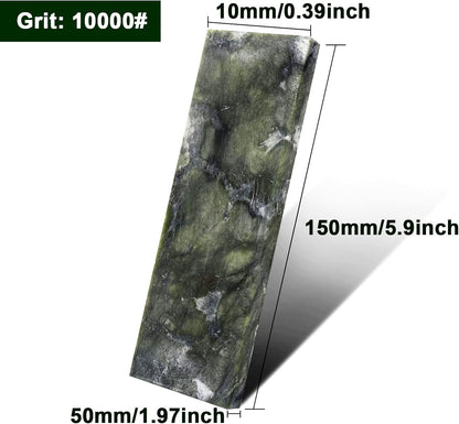 10000# Sharpening Stone,Ultra Fine Polishing Mirror Edge Stone Natural Green Hard Sharpener Whetstone for Knives Tools,Cutting Tools (5.9x1.97x0.39Inch)