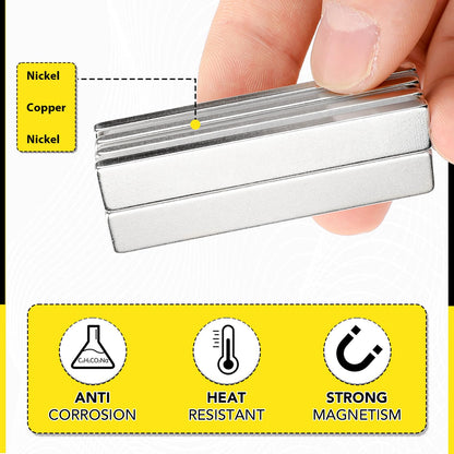 DIYMAG Neodymium Magnets, 8 Pack Strong Magnetic Bar with Double-Sided Adhensive Backing Heave Duty Rare Earth Magnet for Fridge, Classroom, Science and Craft - 2.36 x 0.39 x 0.12 in Silver