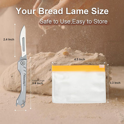 2026 New Model Premium Bread Lame – Professional Foldable Dough Scoring Tool with Food-Grade Carbon Steel Blades, Extra 5 Replacement Blades Included, Safe Design & Textured Handle