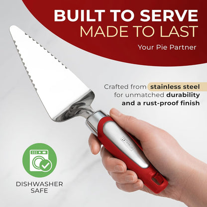 Orblue Pie Server, Essential Kitchen Tool, Serrated on Both Sides, Great for Right or Left Handed Chef, Stainless Steel Flatware , Cake Cutter,White