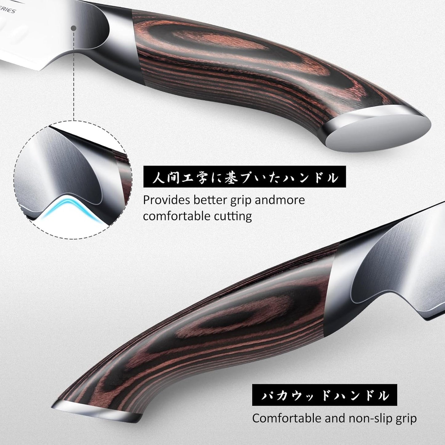 HOSHANHO 8 Inch Carving Knife & 7 Inch Fork Set, Professional Japanese High Carbon Steel Razor Sharp Butcher Brisket Slicing Knife Set for Meat Cutting, BBQ
