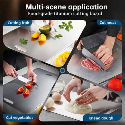 3Pcs Titanium Cutting Boards For Kitchen, 100% Pure Titanium Chopping Board, Food Grade Quality, Double-sided non-toxic, Easy To Clean, Dishwasher Safe And Will Not Absorb Odors (S+M+L)