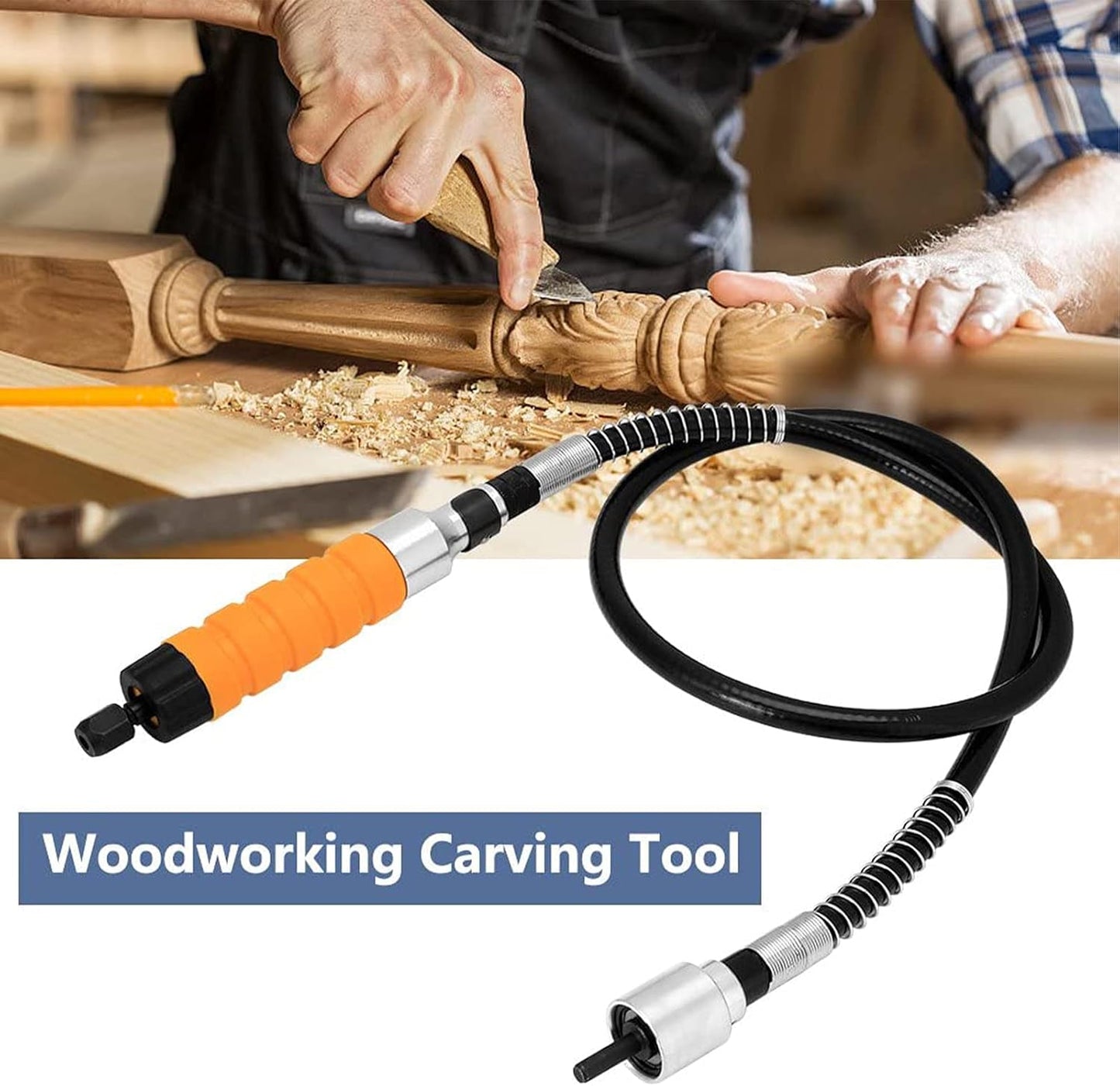 Jadeshay Electric Carving Chisel Tool Woodworking Set with 5 Knives and Flexible Rubber Shaft for Drills and Grinders