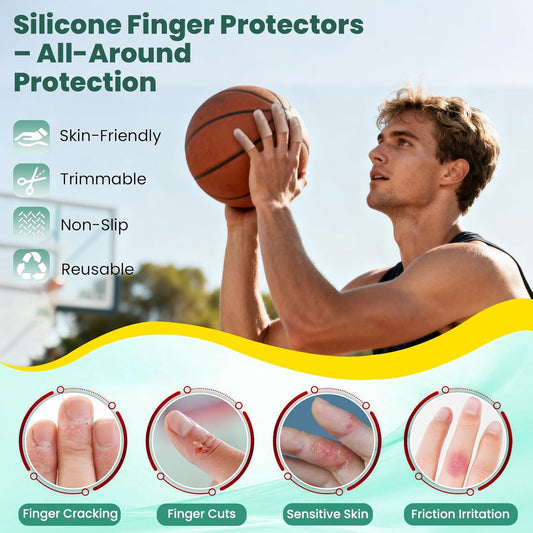 Gel Finger Cots & Finger Sleeves – 20 Pcs Silicone Finger Protectors for Fingertip & Thumb Support – Reusable Rubber Tips for Trigger Finger, Arthritis, Blisters & Pain Relief