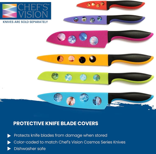 CHEF'S VISION Landscape BladeKeepers – 6-Piece Knife Blade Covers for Kitchen Knives – Color-Matched Protective Knife Guards