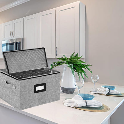 VERONLY 2 Pack Flatware Utensil Storage - Sturdy Silverware Storage Box with Dividers, 5 Compartment Flatware Storage Case with Handles and Removable Lid for Moving&Protected(Dark Gray)