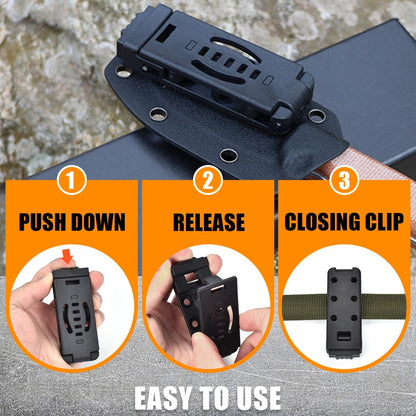 4-Pack Knife Belt Clip Holster Tactical Belt Buckle Kydex Belt Clip Universal Utility EDC Clip Camping Mag Pouches Sheath Tool with Hardware, Knife Clip Black