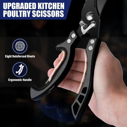 TAN REN 7PCS BBQ Knife Set, Professional Butcher Knives for Meat Cutting, Hand Forged Serbian Chef Knife, Viking, Boning, Skinning Knives & Poultry Shears, Idea Gift for Men Kitchen Outdoor Cooking