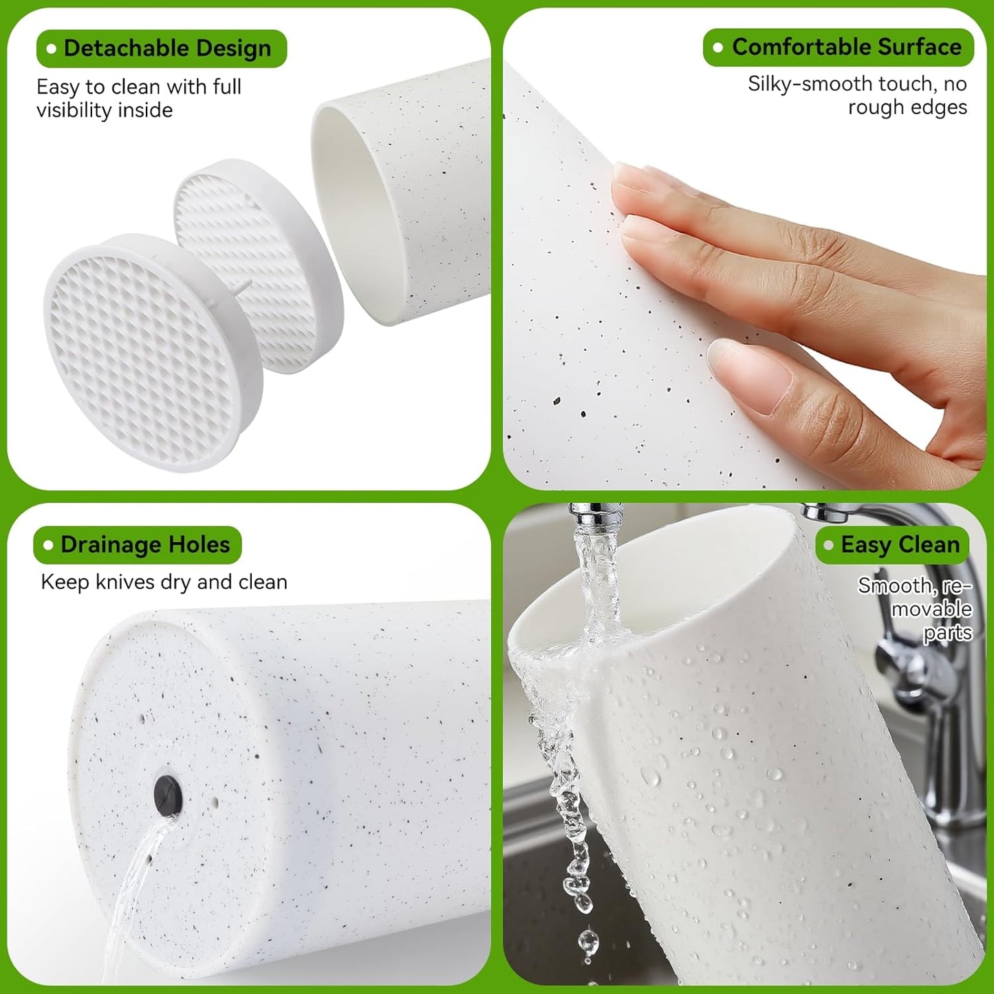 Universal Knife Block Without Knives: Qoosea Knife Block Detachable Knife Storage Space Saver for Kitchen Knife Organizer White