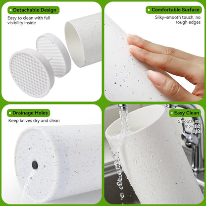 Universal Knife Block Without Knives: Qoosea Knife Block Detachable Knife Storage Space Saver for Kitchen Knife Organizer White