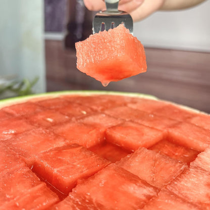 2 Pack 2-in-1 Watermelon Fork Slicer Cutter, Summer Stainless Steel Watermelon Fruit Cutter, Portable Fruit Forks Slicer Knife Kitchen Gadgets for Family Parties Camping (2pc)