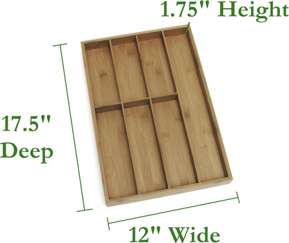 Lipper International 8876 Bamboo Wood Flatware Organizer, 5 Compartments, 10 1/2" x 14" x 2"