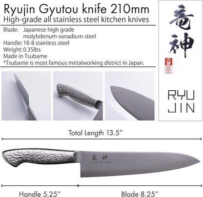 竜神 (RYUJIN) Professional Japanese Petty knife 150mm [OMOTENASHI Selection 2023 Best Gold Award Winner] Tsubame Sanjo Stainless Steel Integrated Made in Japan Daishin Sangyo [Ryujin Knife]