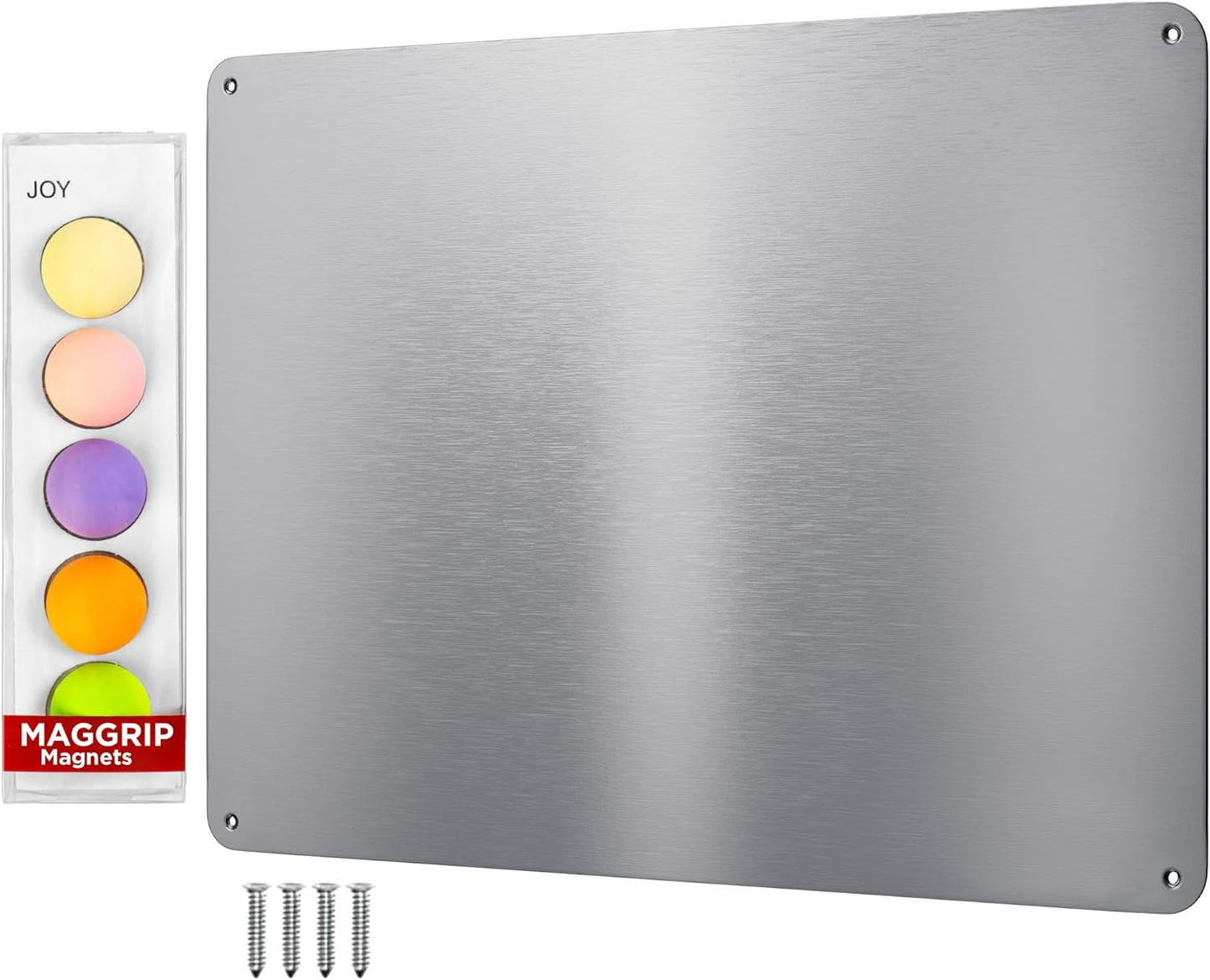 9 inches x 6.5 inches Stainless Steel Plate for Magnets, 3M Adhesive Back, Mounting Screws, Ideal for Magnetic Shelf, Spice Holders, Colorful Magnets as a Gift. Mount Anywhere! (Silver, 1 Pack)