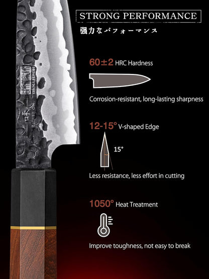 HOSHANHO 5 Pieces Knife Set, Japanese High Carbon Steel Kitchen Knife Sets, Professional Ultra Sharp Chef Knives Set with Ergonomic Rosewood Handle