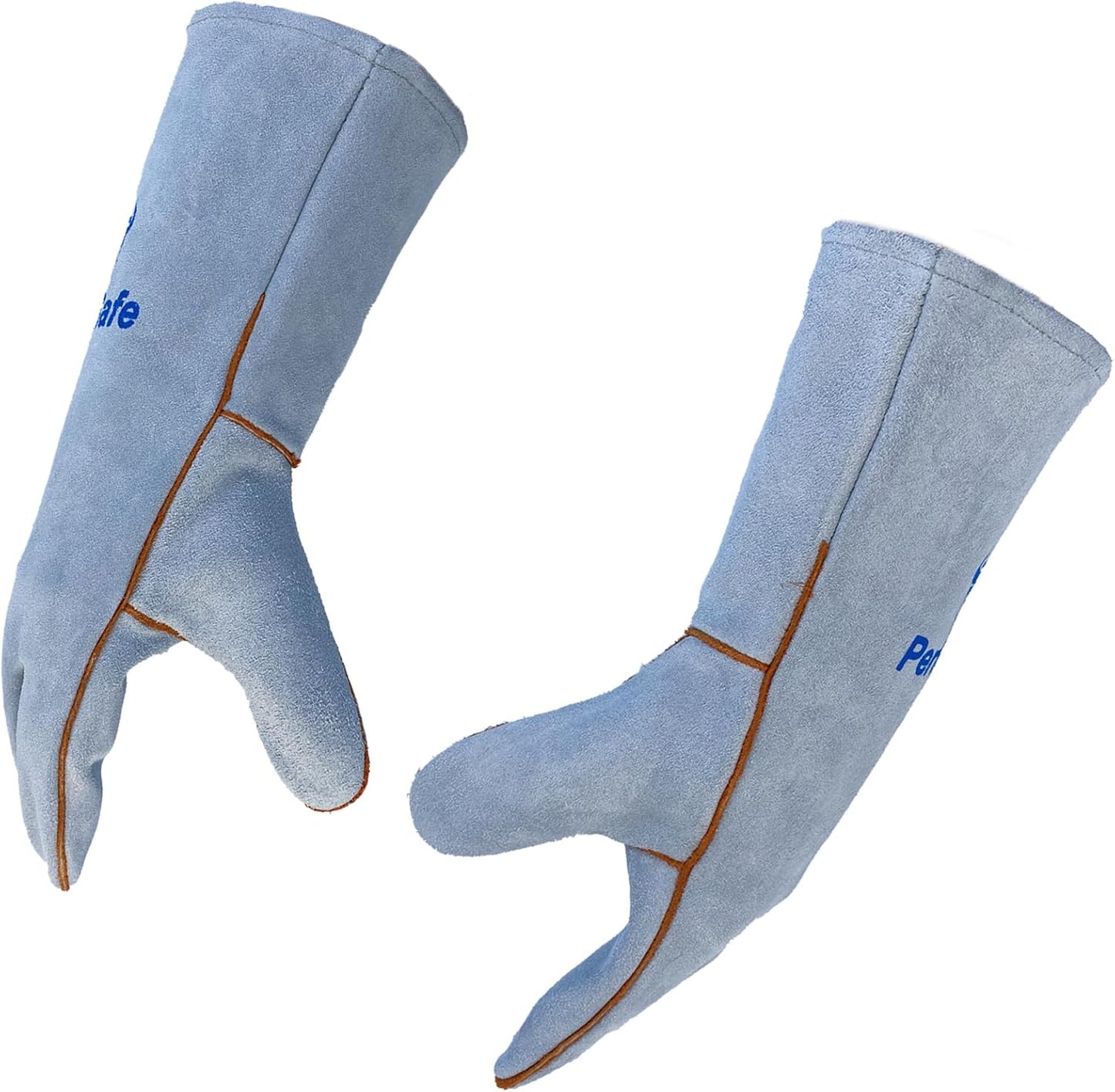 Welding Gloves 14 Inches, Heat Resistant 932℉ Leather Welding Gloves for MIG, TIG, Stick, Long Sleeve Grill Gloves for Welding, Fireplace, BBQ, Oven, Furnace, Wood Stove, Animal Handling