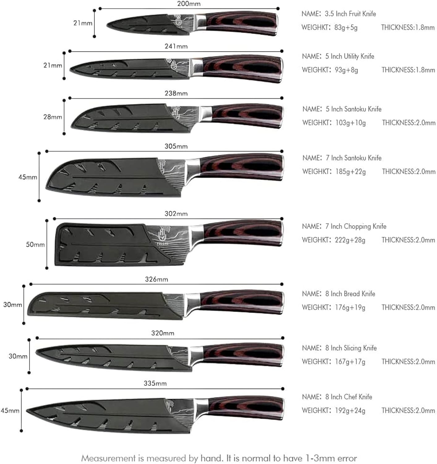 FULLHI Knife Set, 14pcs Japanese Knives Set, Premium German Stainless Steel chef Knife Set