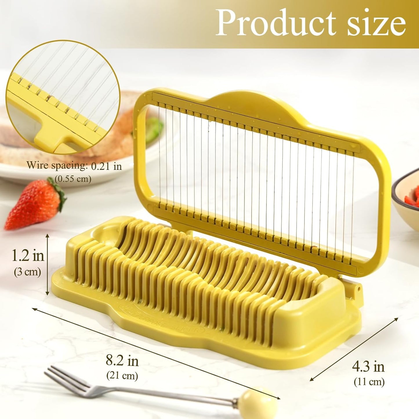 Egg Slicer for Hard Boiled Eggs Banana Slicer, Aluminium & Stainless Steel Wires Heavy Duty Bigger for Strawberry Mushroom, Dishwasher Safe