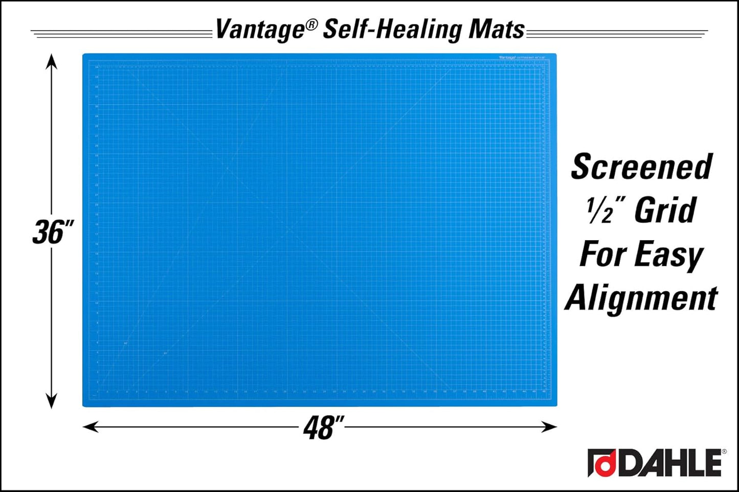 Dahle Vantage 10680 See-Through Premium Self-Healing Cutting Mat, 9"x12", 1/2" Grid, 5 Layers for Max Healing, Perfect for Crafts & Sewing, Clear