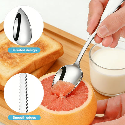 CoguZed 5-Piece Grapefruit Spoon and Knife Set Stainless Steel Serrated Edge Heavy Duty Kitchen Utensils for Grapefruit Oranges Kiwi Citrus Fruits Desserts