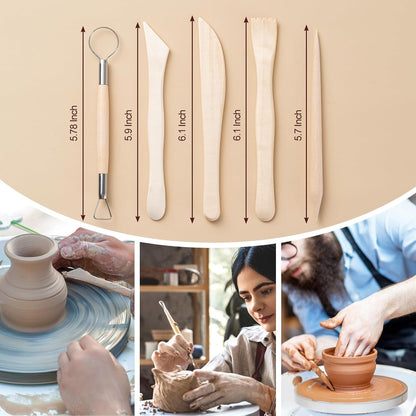 Amrules Clay Tools Kit, 12 PCS Polymer Clay Cutter Tools, Rectangle Shape Acrylic Press Board and Roller Pin Supplies Suitable for Shaping, Carving, Pottery Craft and DIY Projects